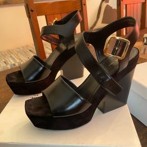 Celine Black Wedge Sandal Sz 38